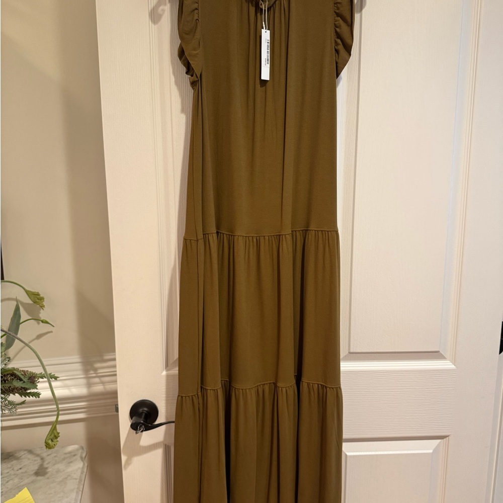 Lilla P Olive Tiered Maxi Dress